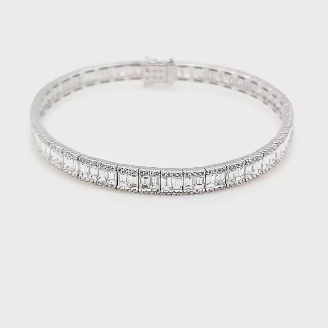 Baguette and Round Cut Diamond Bracelet