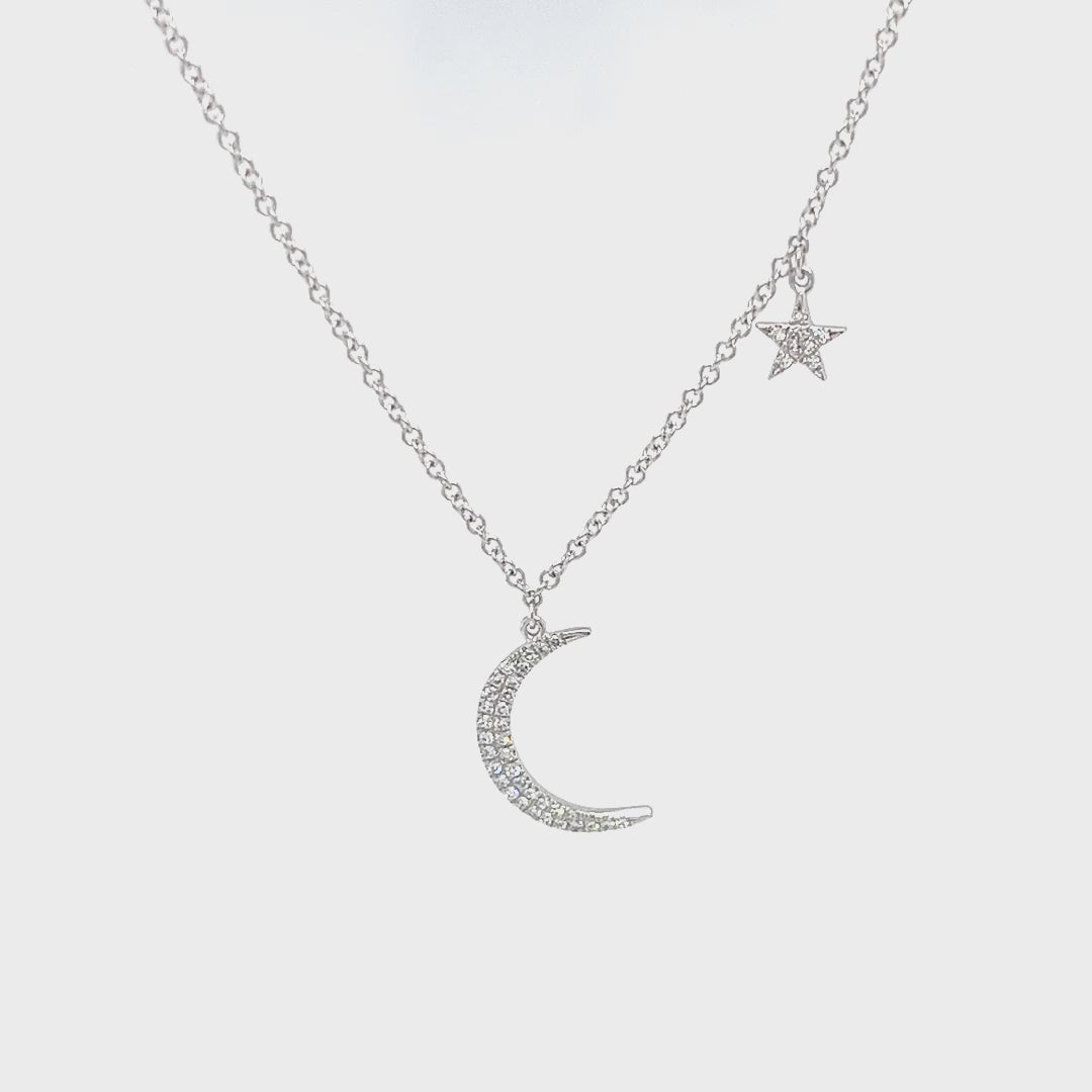 Moon and Star Diamond Necklace