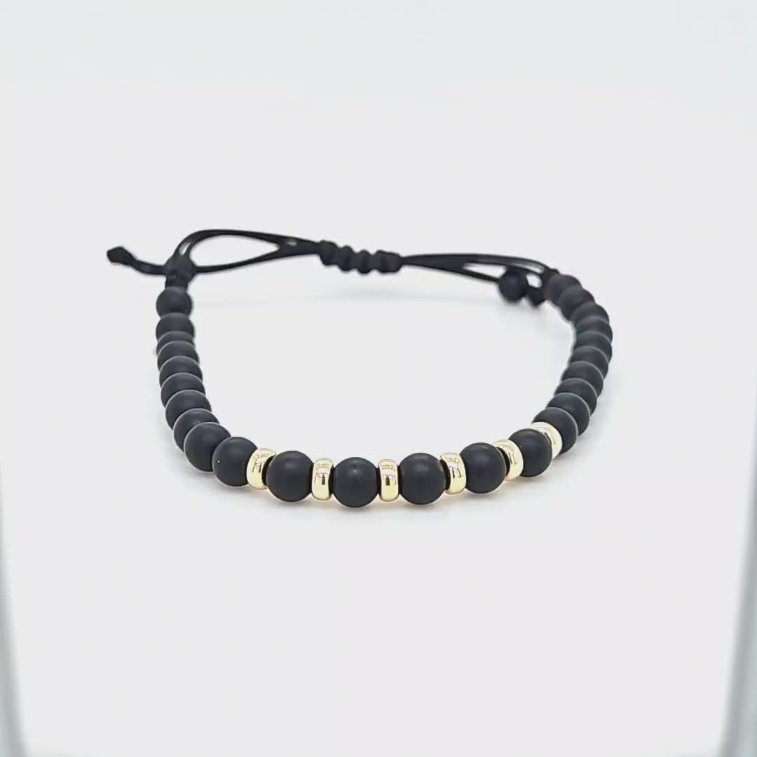 Gold and Onyx Bead Bracelet