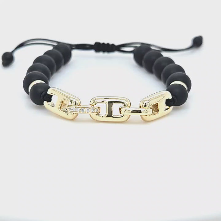 Diamond and Onyx Link Bracelet