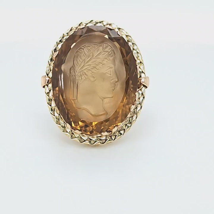 Smokey Quartz Intaglio Ring