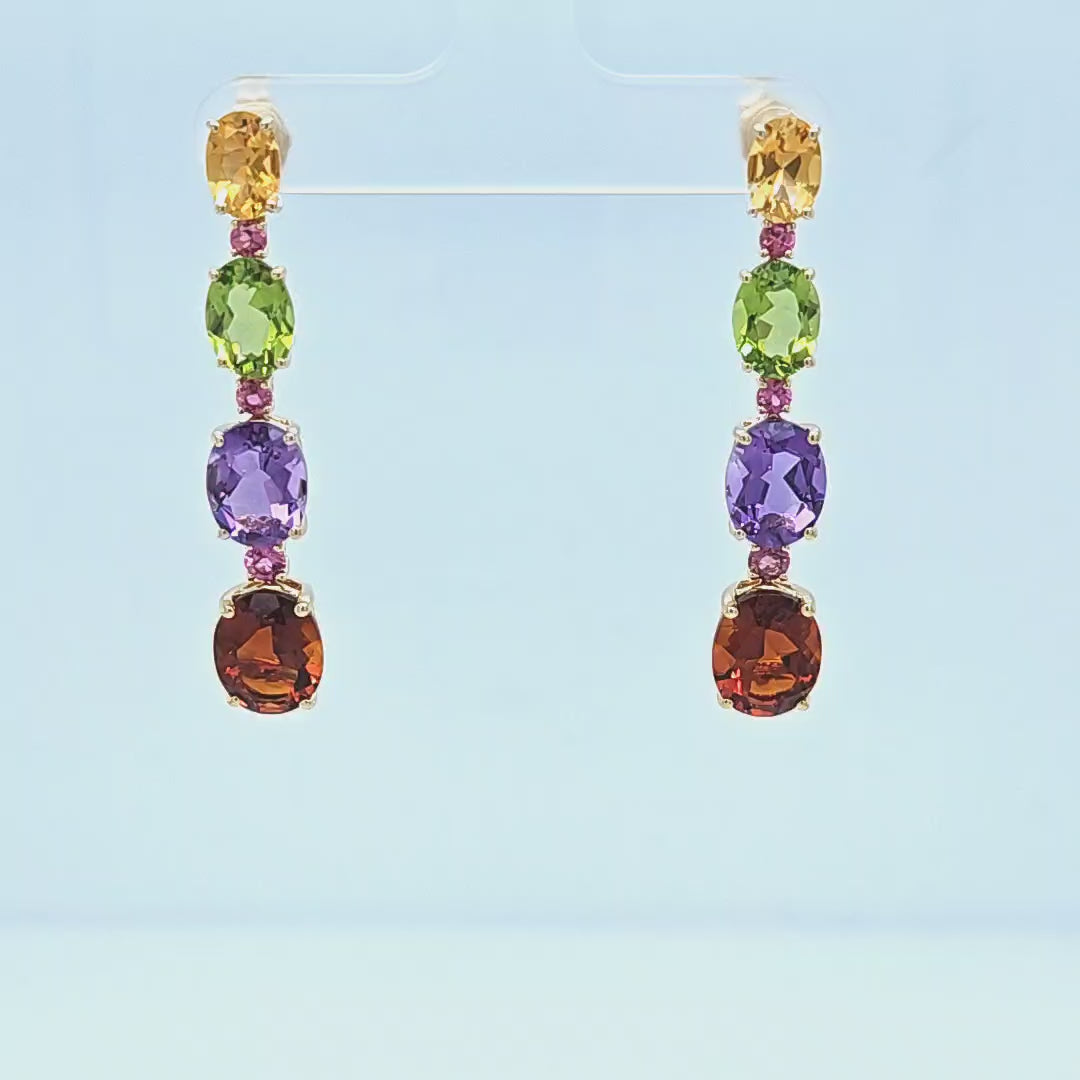 Multicolor Gemstone Drop Earrings