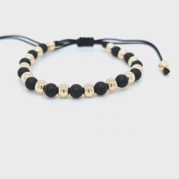 Gold and Onyx Bead Bracelet