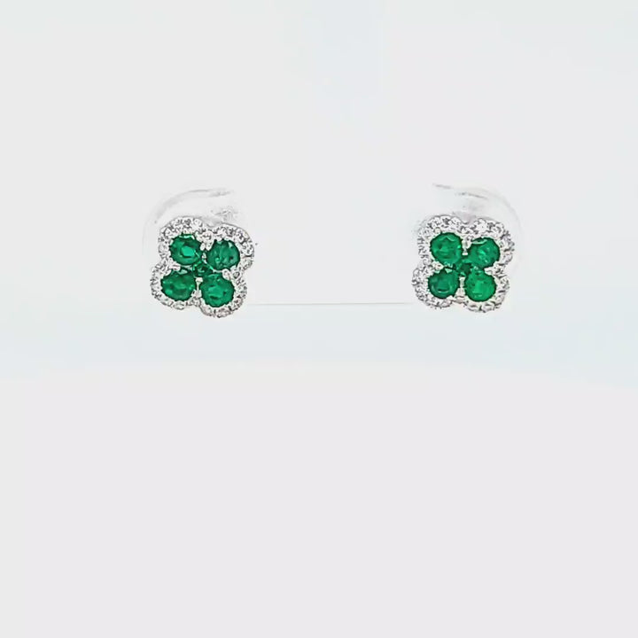 Emerald and Diamond Stud Earrings