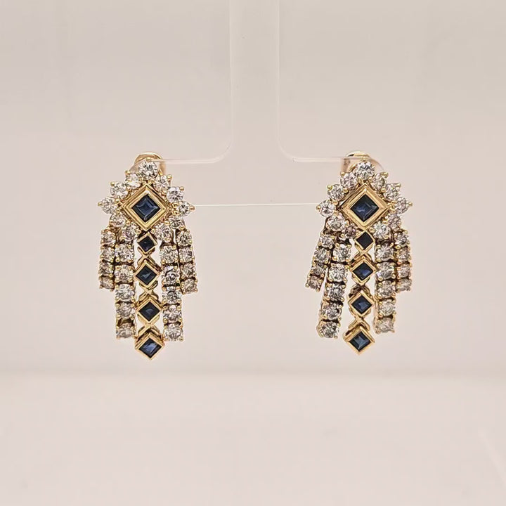 Diamond Sapphire Drop Earrings