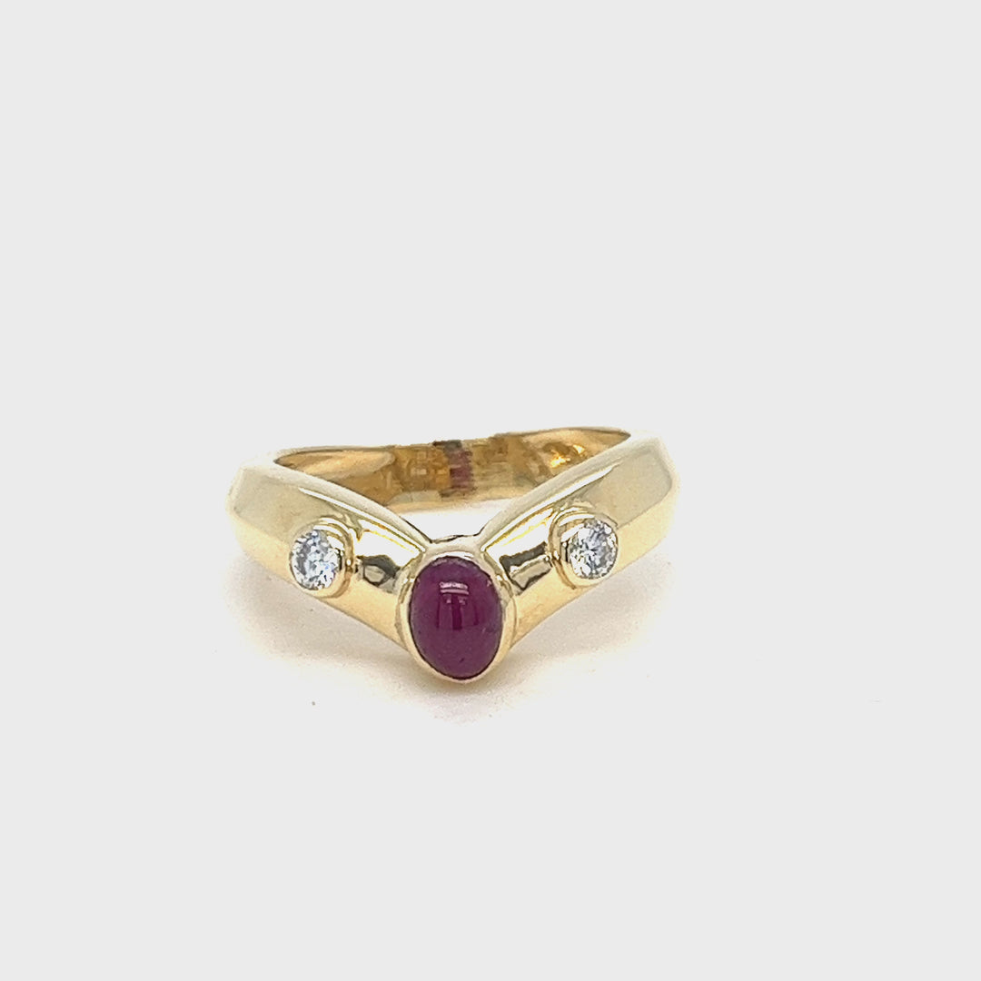 Ruby Cabochon V Ring