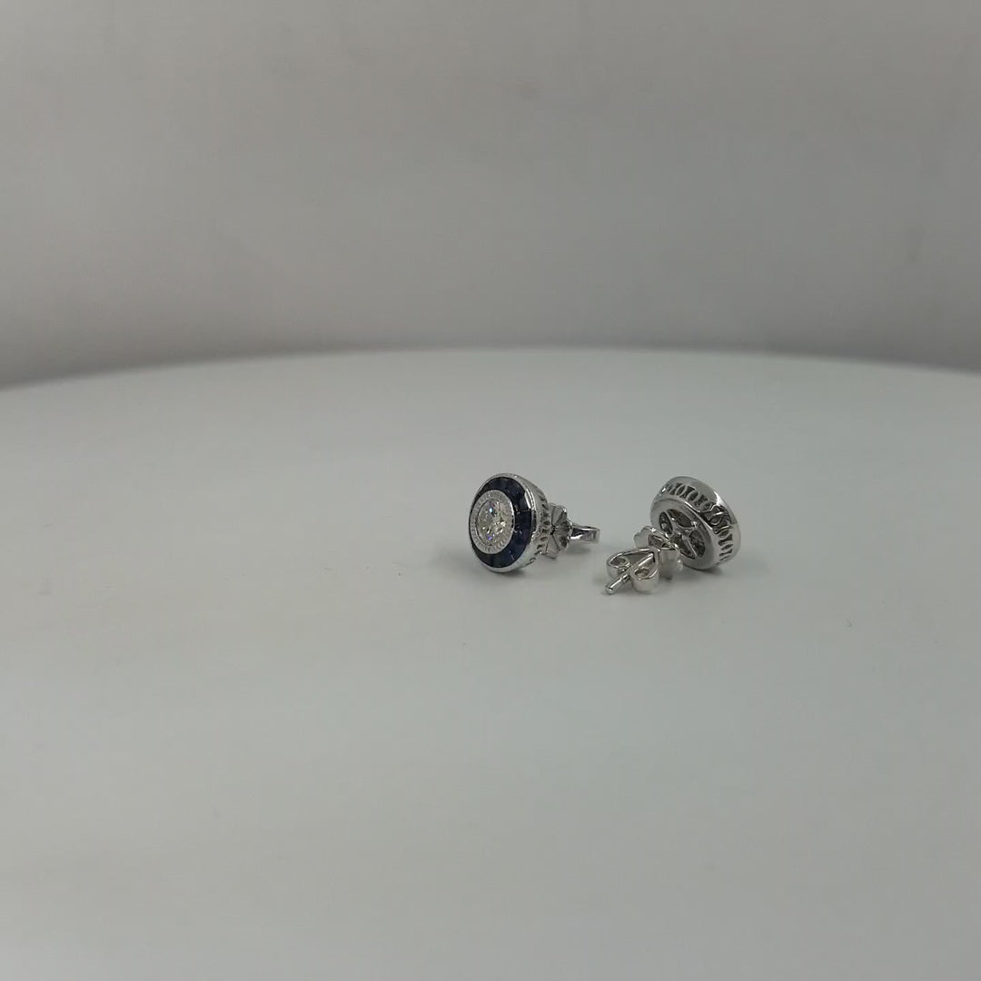 Diamond and Sapphire Stud Earrings