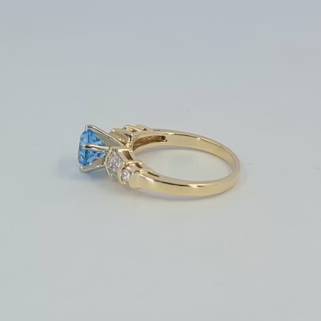 Blue Topaz and Diamond Ring