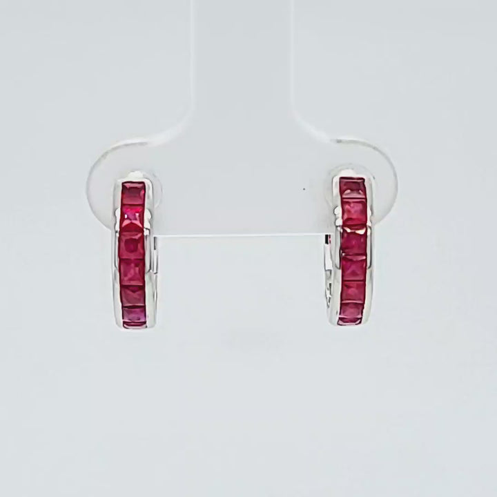 Ruby Huggie Hoop Earrings