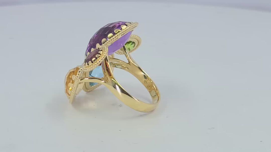 Multicolor Fancy Shape Gemstone Ring