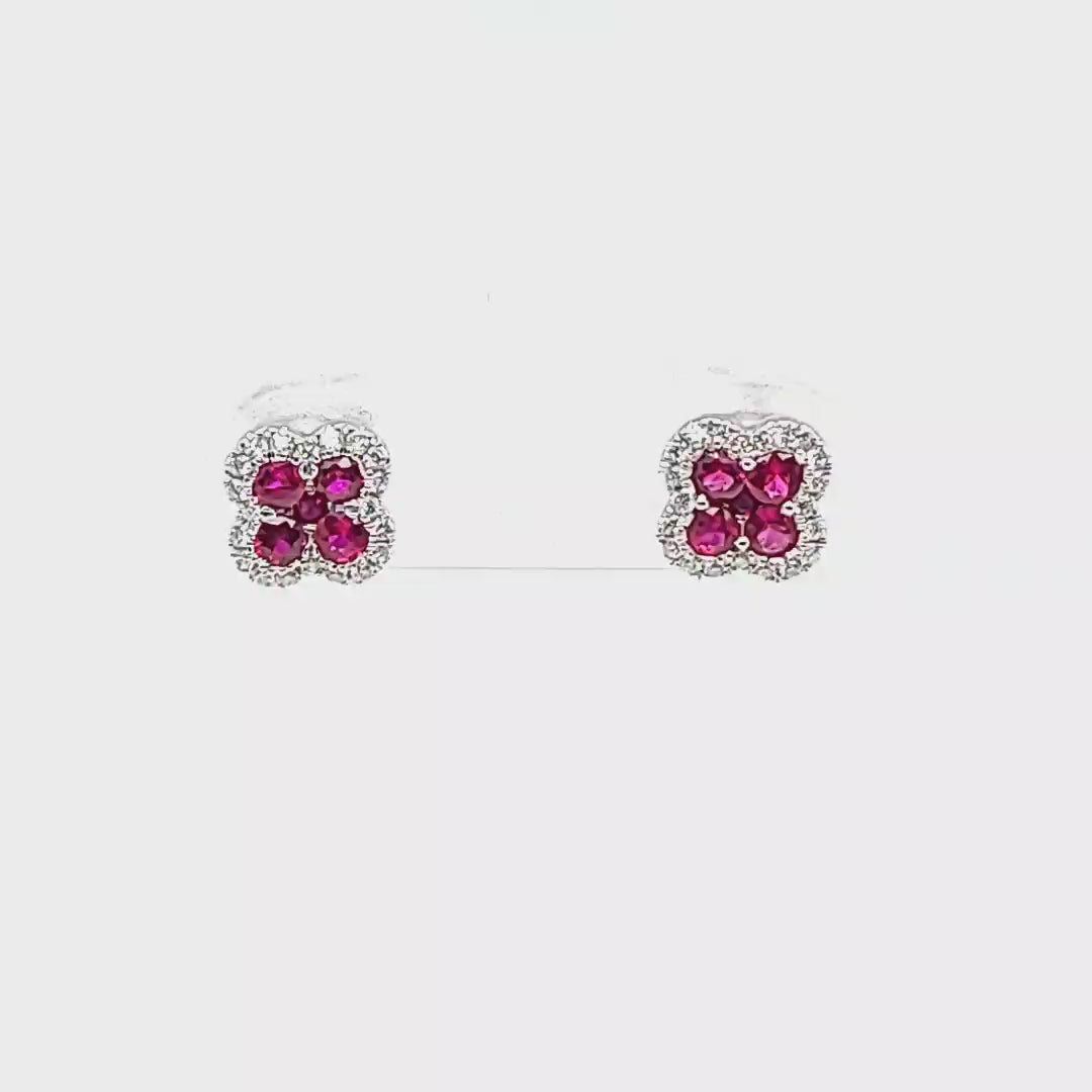 Ruby and Diamond Stud Earrings