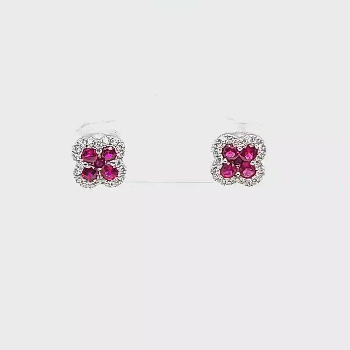 Ruby and Diamond Stud Earrings