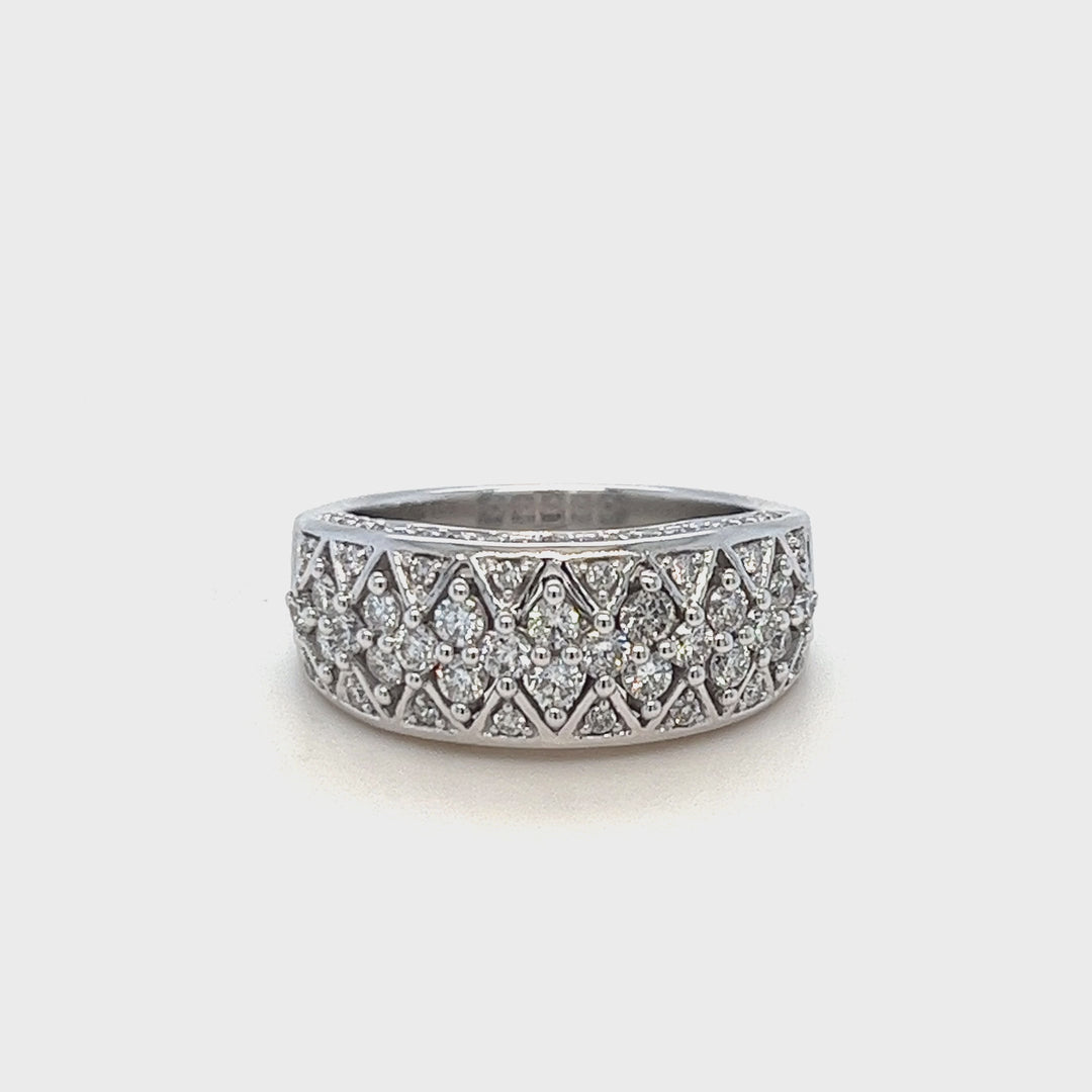 Domed Diamond and White Gold Band