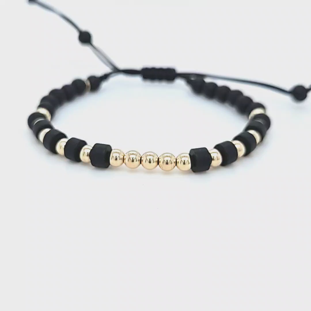 Gold and Onyx Bead Bracelet