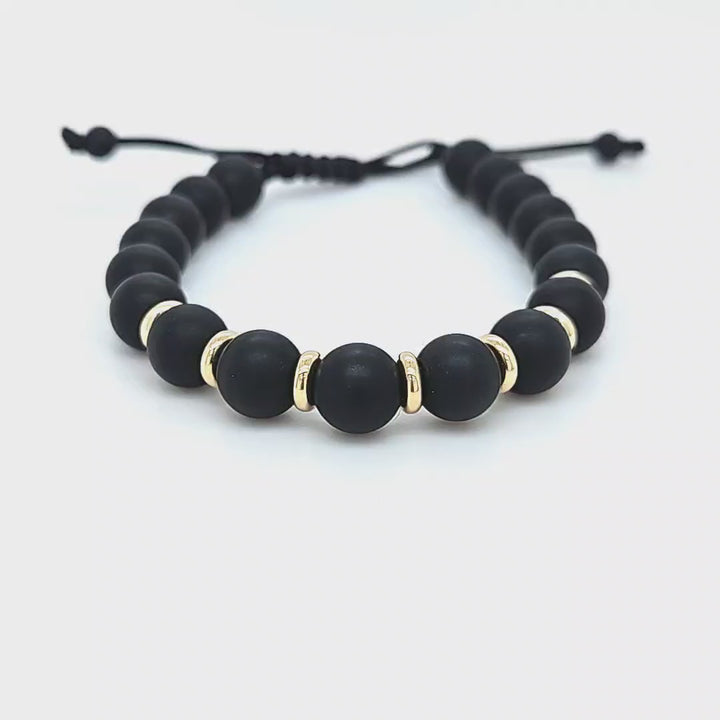 Gold and Onyx Bead Bracelet