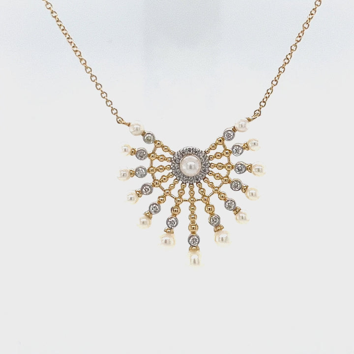 Pearl & Diamond Burst Necklace