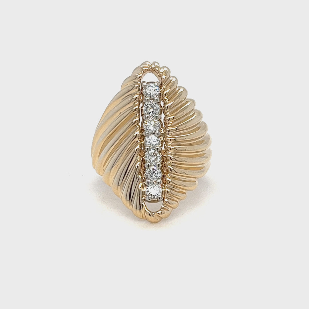 Ribbed Diamond Cocktail Ring