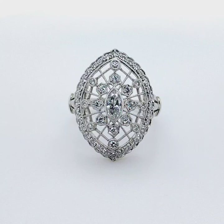 Art Deco Revival Navette Ring