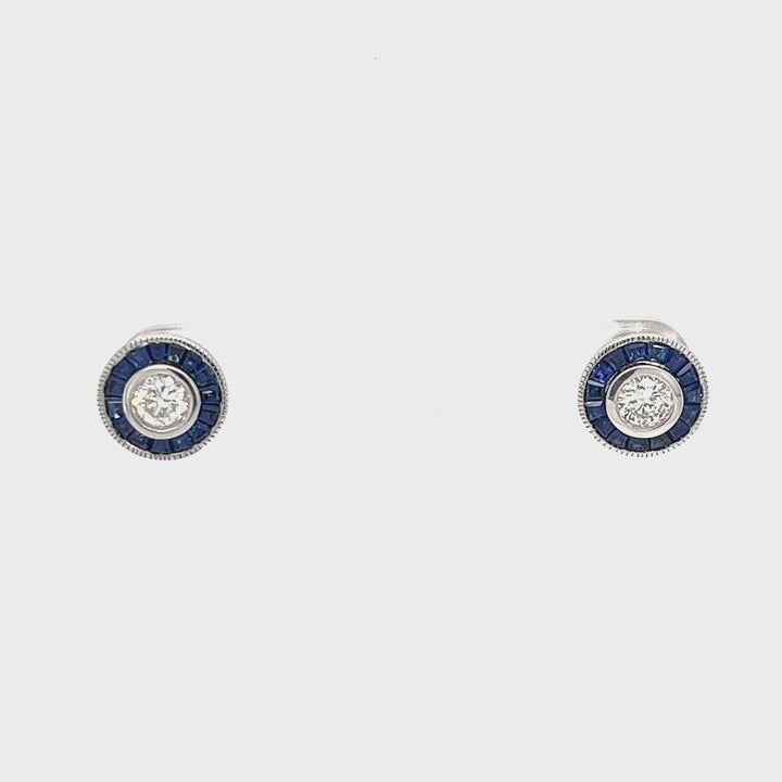 Diamond and Sapphire Stud Earrings