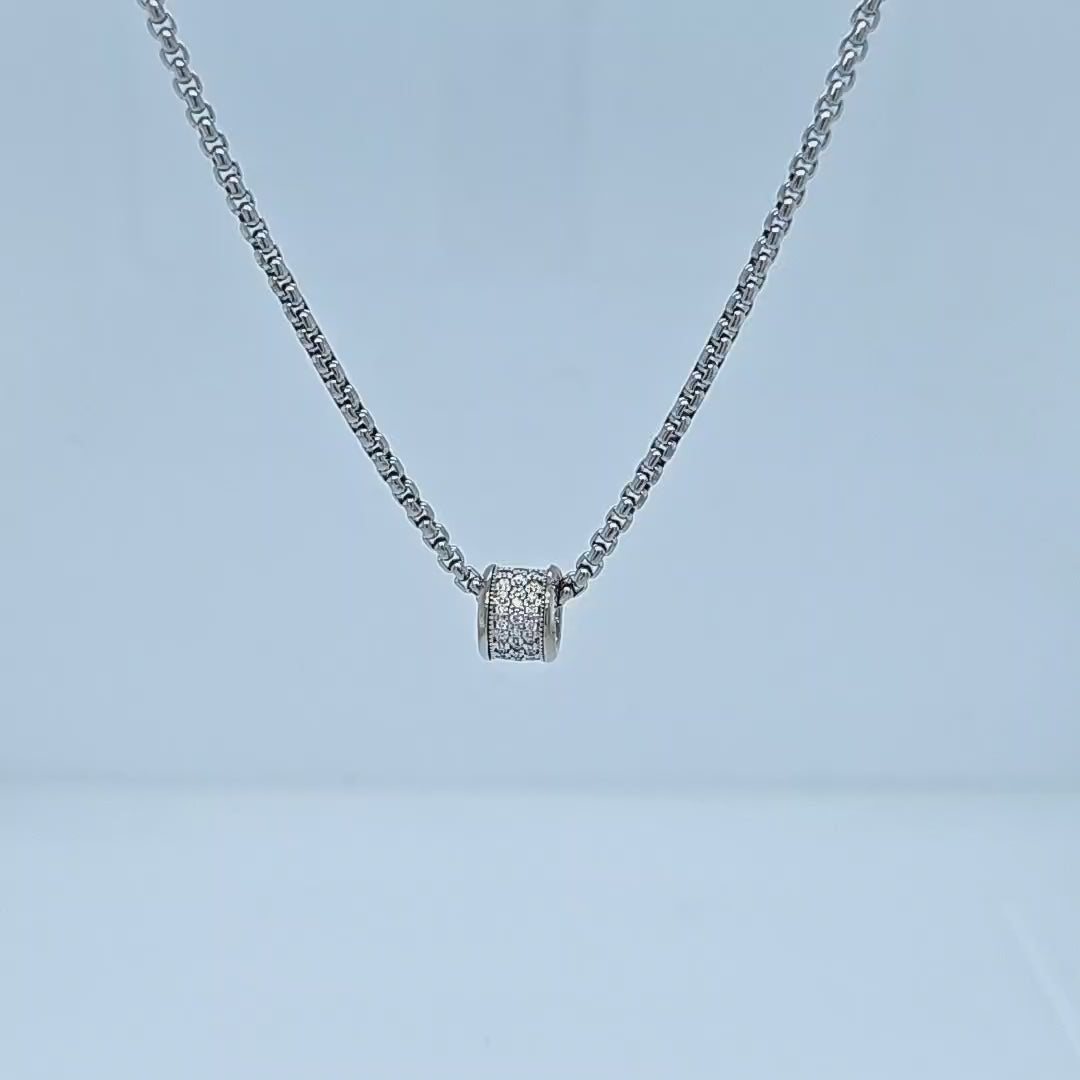 Grey Chain Barrel Necklace