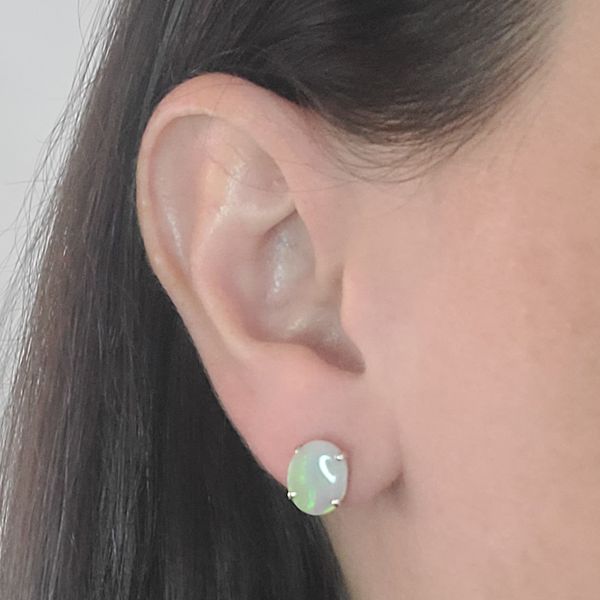 Cabochon Opal Stud Earrings