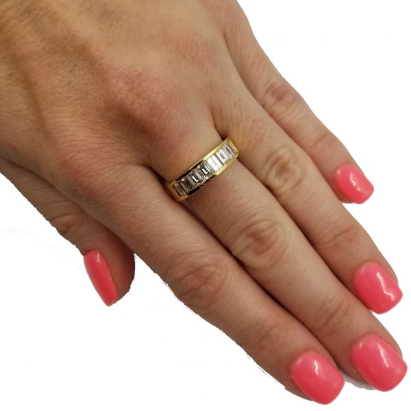 Vertical Baguette Channel Set Gold and Diamond Ring