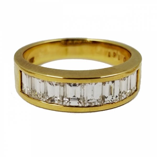 Vertical Baguette Channel Set Gold and Diamond Ring