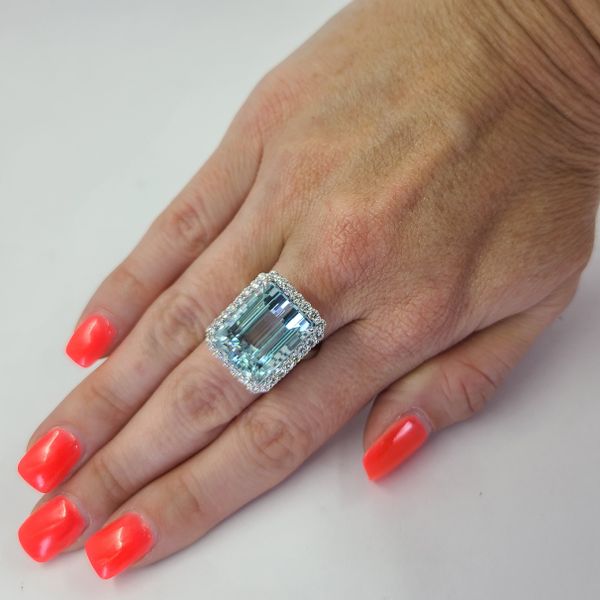 Aquamarine and Diamond Cocktail Ring