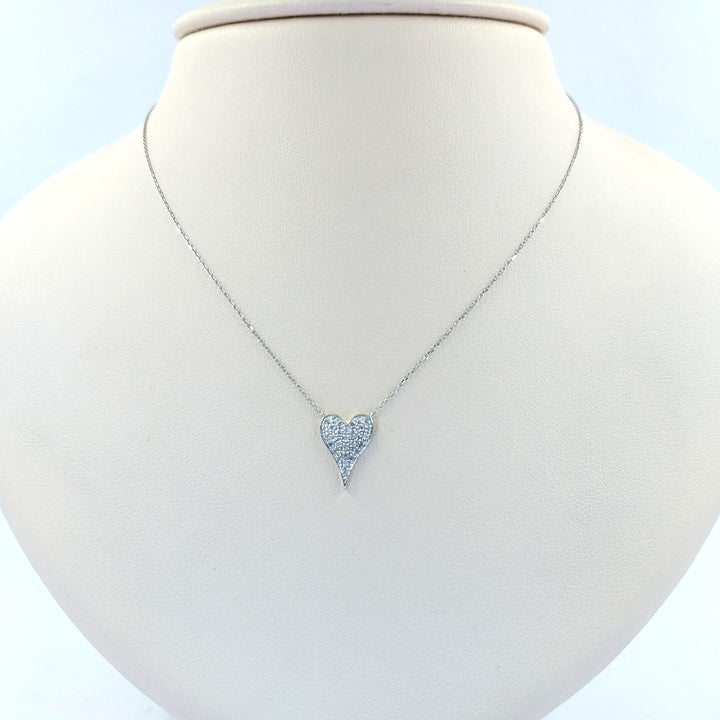 Elongated Pave Heart Necklace