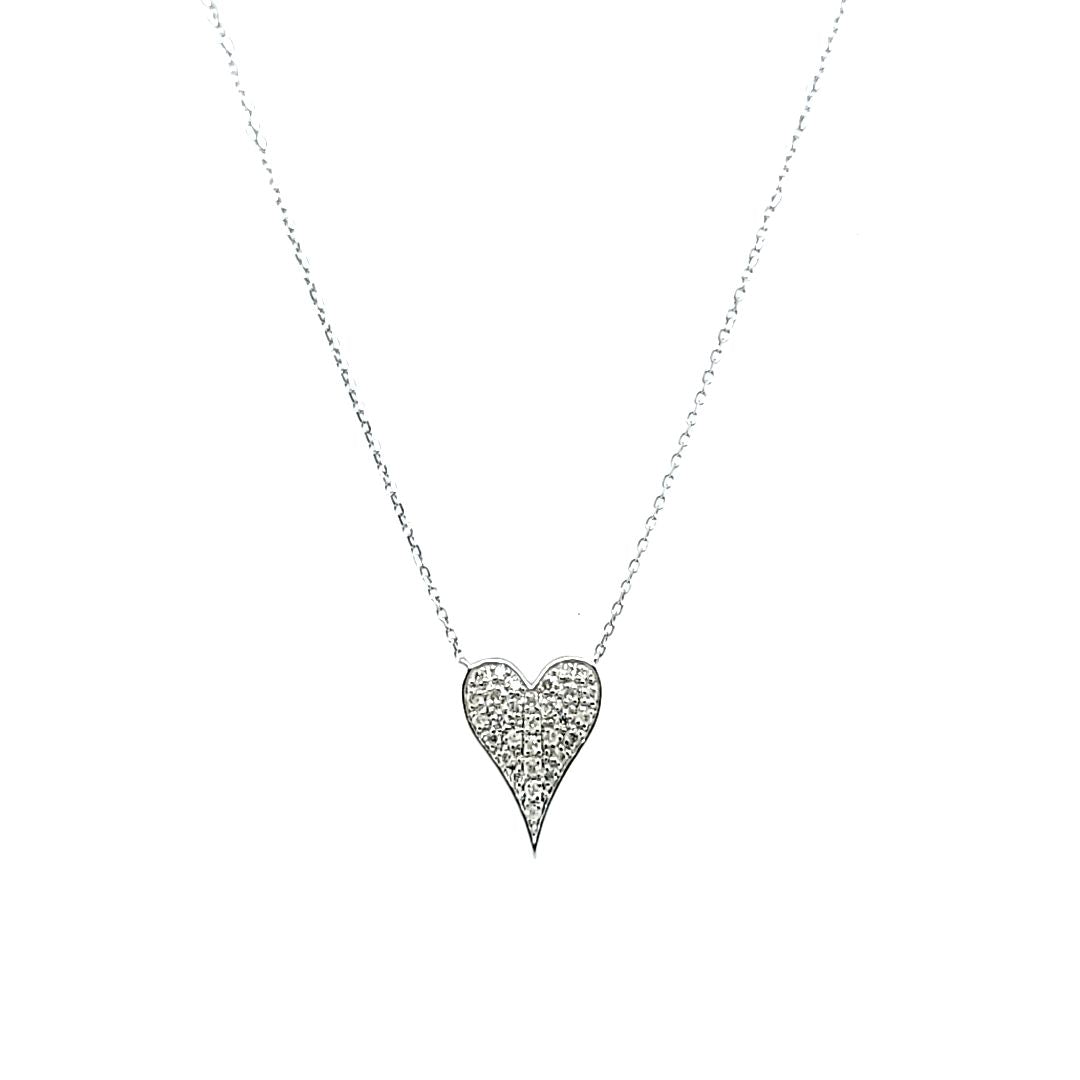 Elongated Pave Heart Necklace