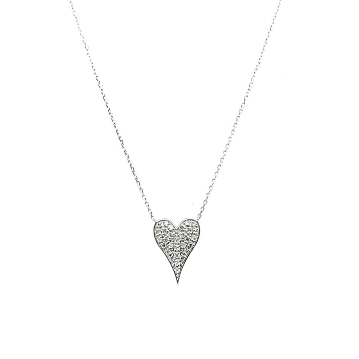 Elongated Pave Heart Necklace