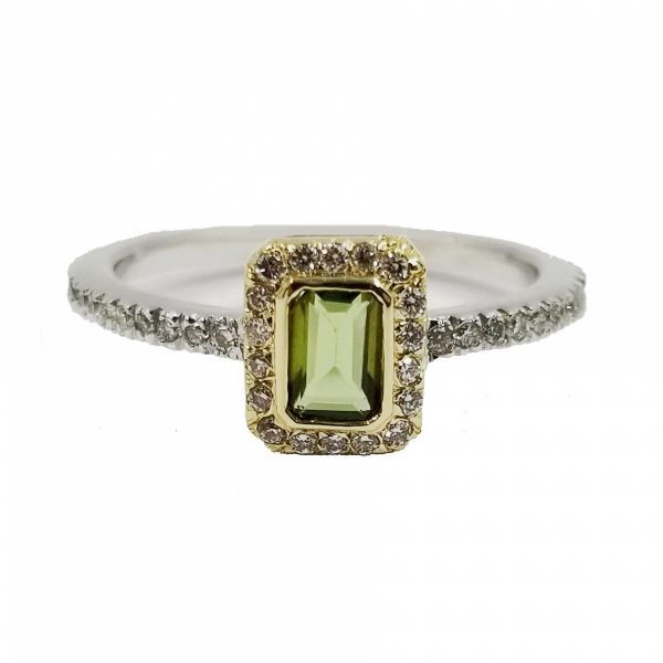 Green Tourmaline and Diamond Ring