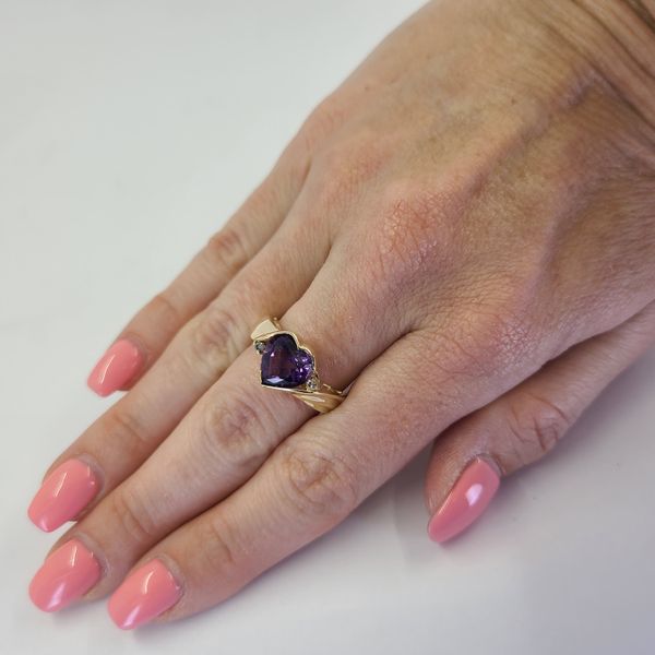 Amethyst Heart and Diamond Ring