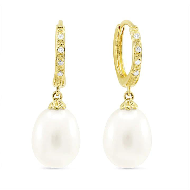 Pearl and Diamond Drop Earrings