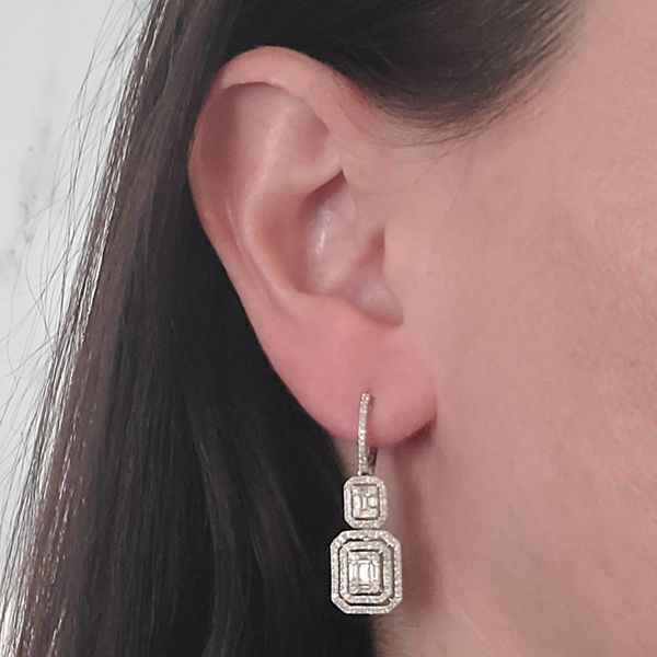 Diamond Huggie Drop Earrings