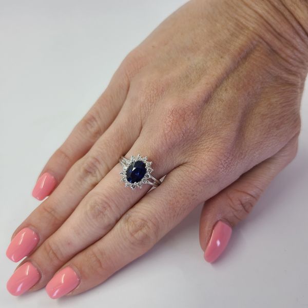 Sapphire and Diamond Halo Ring