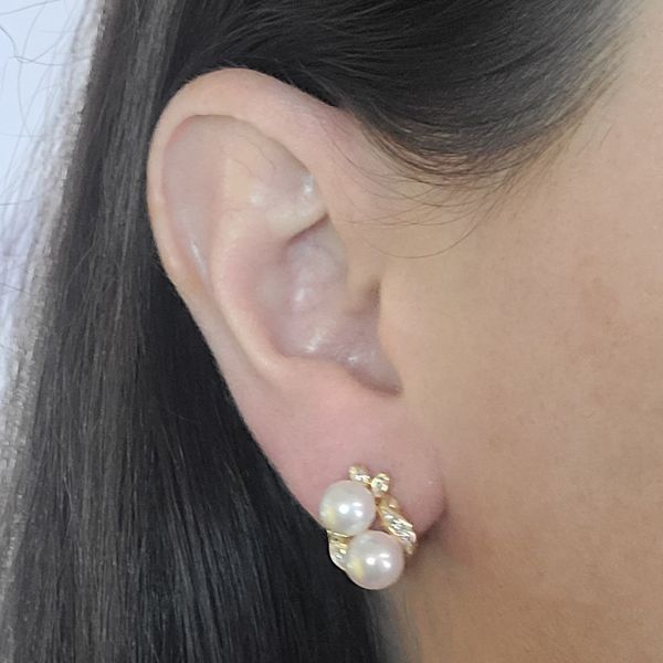 Pearl and Diamond Cluster Earrings