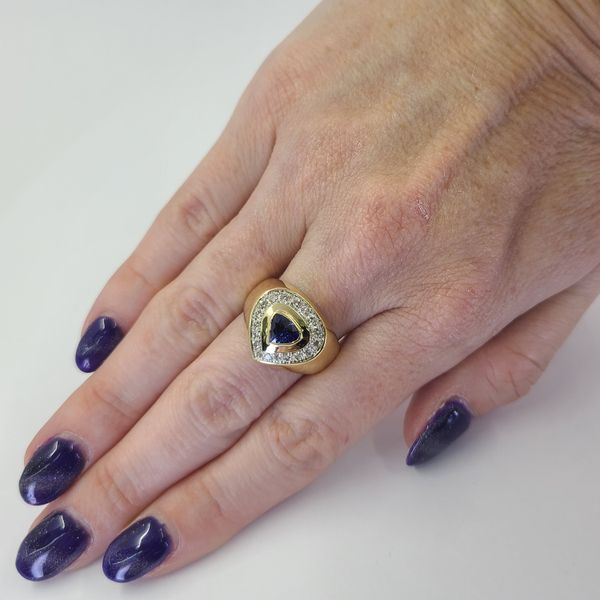 Sapphire and Diamond Wide Ring