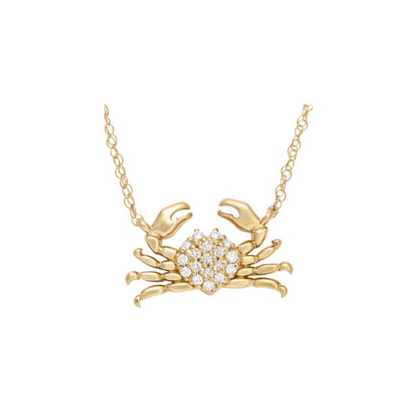 Gold Crab Necklace with Diamonds