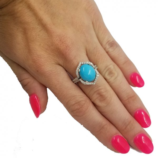 Turquoise and Diamond Ring