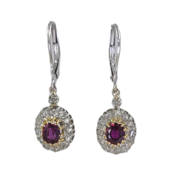 Antique-Ruby-and-diamond-yellow-gold-drop-earrings