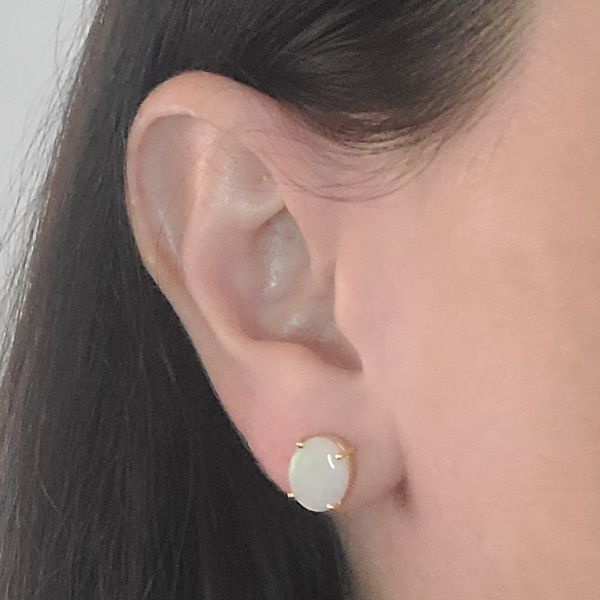 Cabochon Opal Stud Earrings