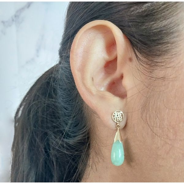 Carved Jade Drop Earrings